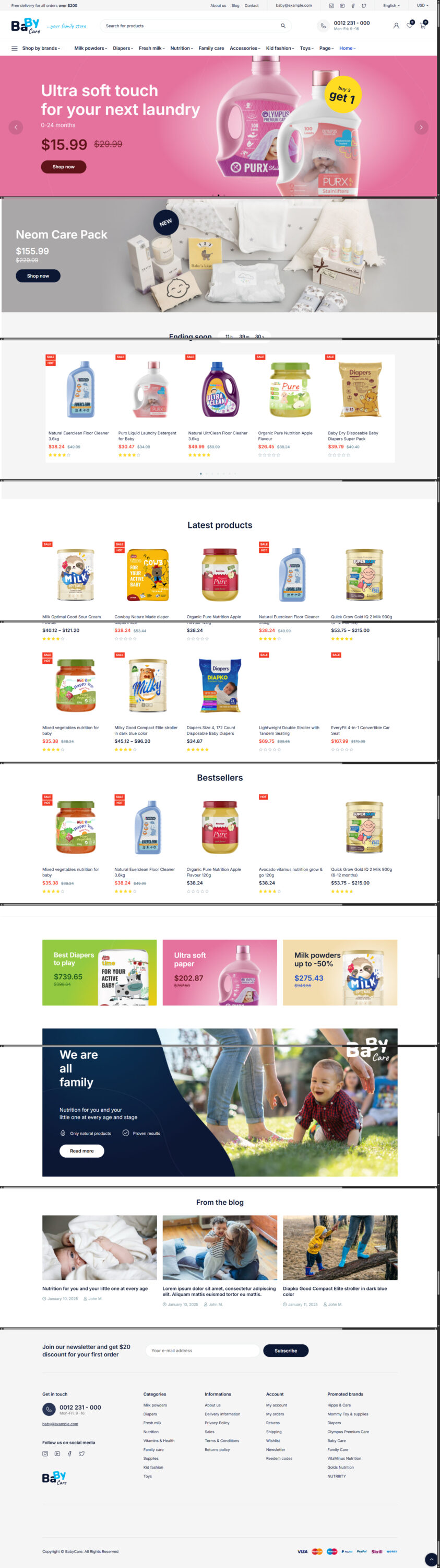 Mẫu website mẹ và bé - Babycare 4