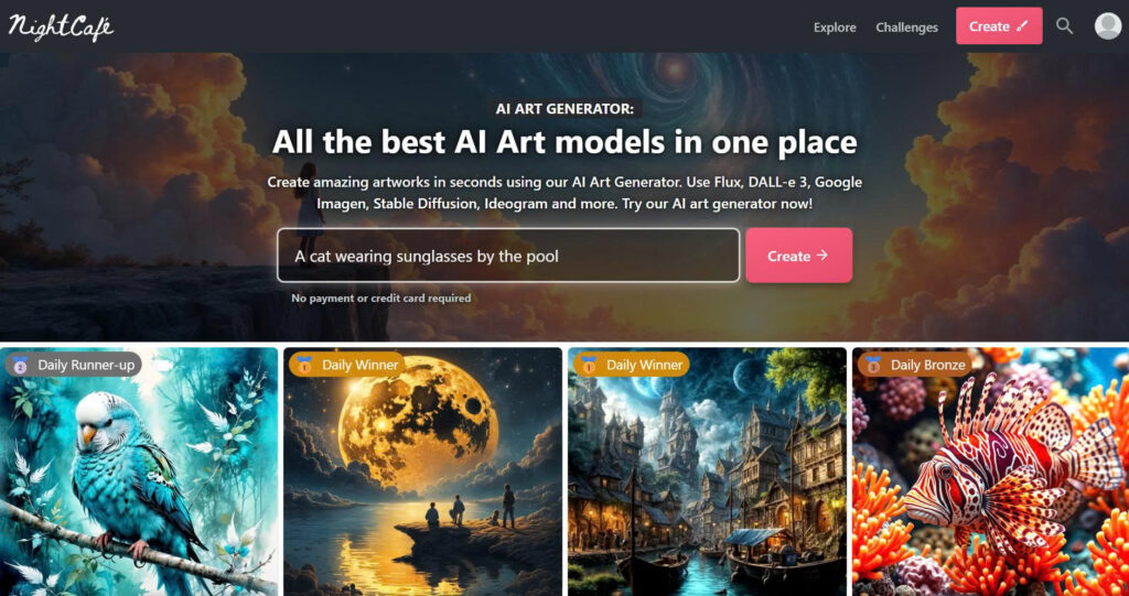 Nightcafe web tạo ảnh AI online miễn phí 