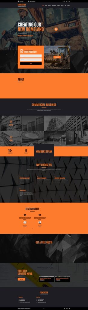 Mẫu website giới thiệu công ty – Concretor