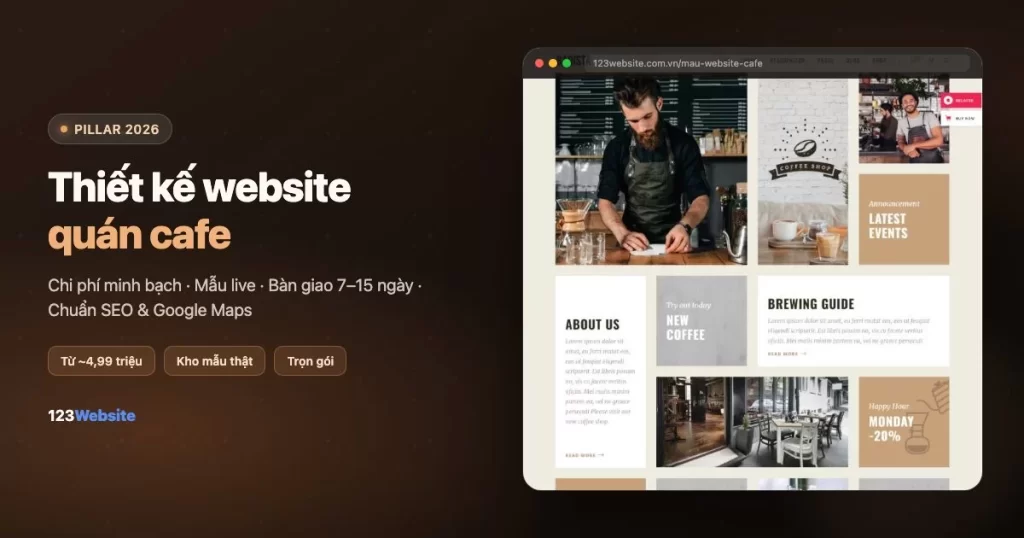 Thiết kế website quán cafe 2026 | 123Website