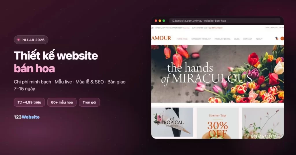 Thiết kế website bán hoa 2026 | 123Website