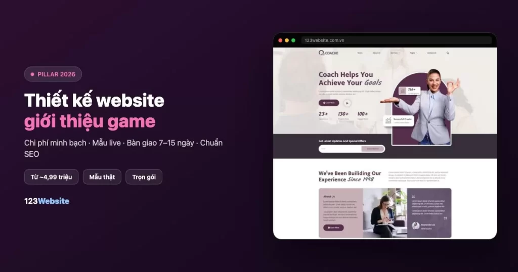 Thiết kế website giới thiệu game 2026: landing studio & chi phí