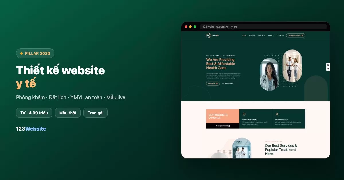 Thiết kế website y tế: thông tin phòng khám, lịch hẹn và mẫu tham khảo