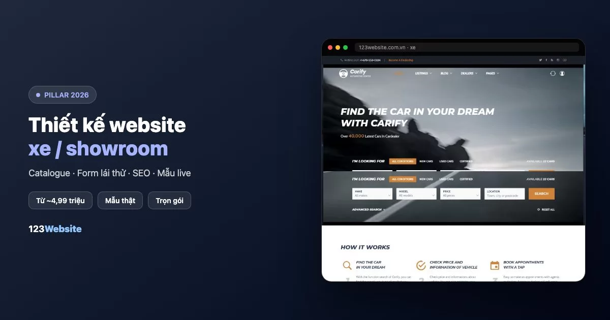 Thiết kế website showroom xe: thông tin xe, báo giá và đăng ký lái thử