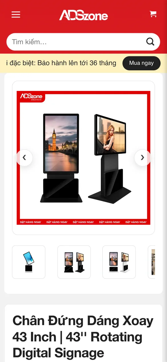 Website ADSzone - Sản phẩm trên điện thoại
