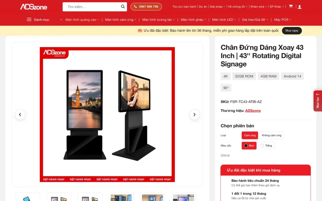 Website ADSzone - Trang sản phẩm
