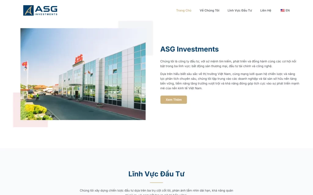 Website ASG Investments - Trang chủ