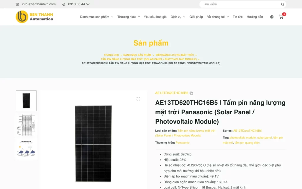 Website Bến Thành Automation - Chi tiết sản phẩm