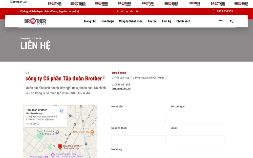 Website Brother Group - Liên hệ