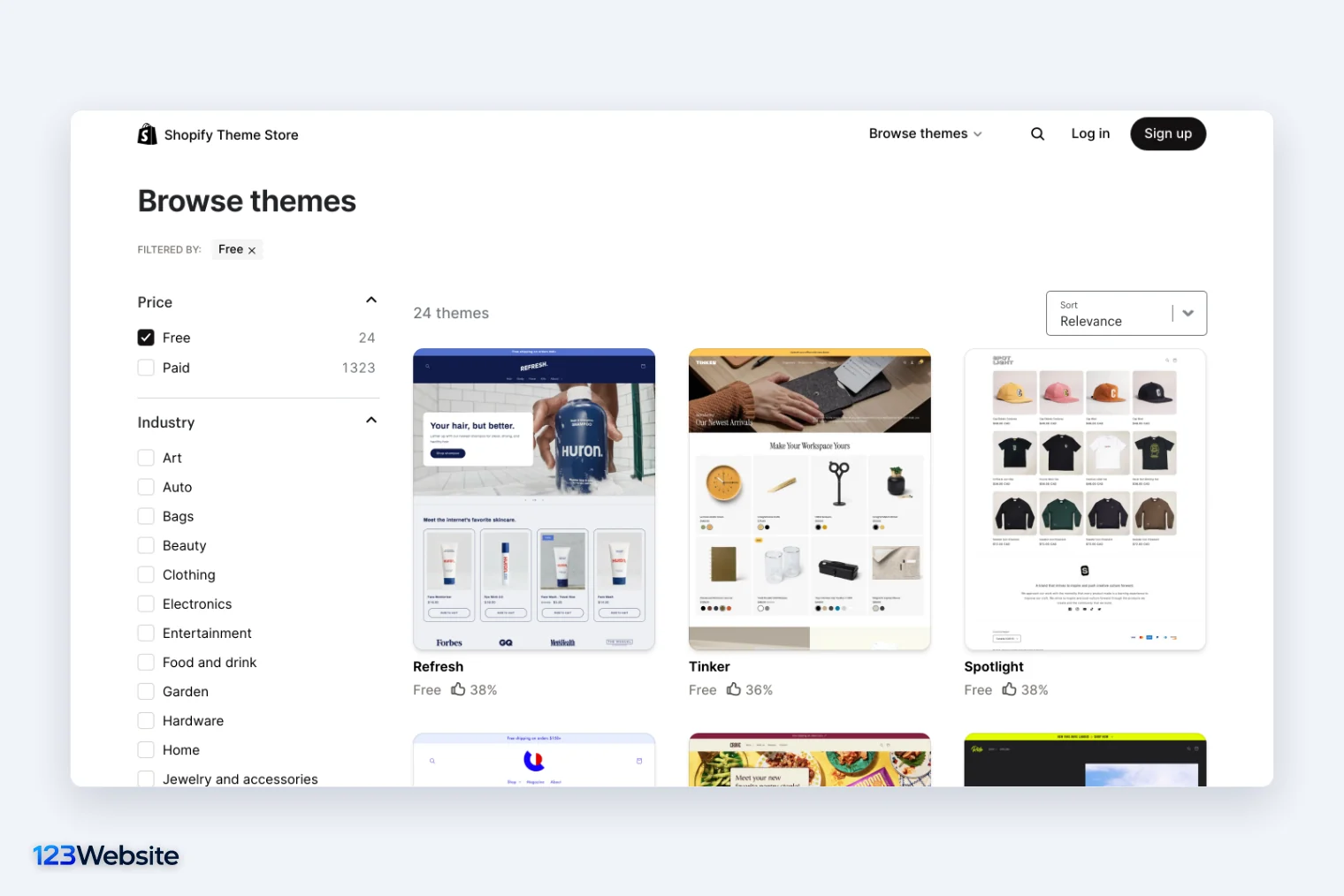 Shopify Theme Store lọc các theme miễn phí cho cửa hàng mới