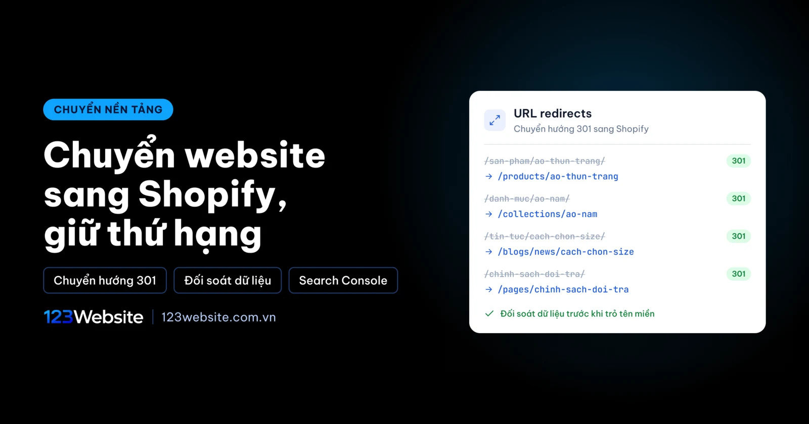 Chuyển website sang Shopify mà không mất thứ hạng