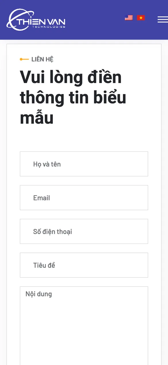 Thien Van Technology Joint Stock Company website – Contact on mobile