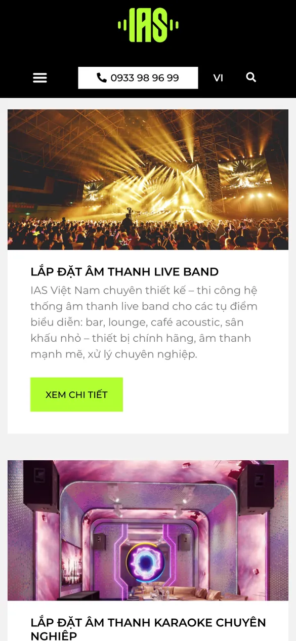 Website IAS Việt Nam - Dịch vụ trên điện thoại