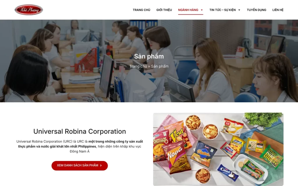 Website Công ty TNHH TM và DV Nhã Phượng - Ngành hàng