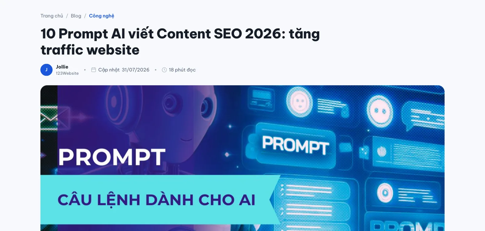 Bài prompt AI viết content SEO trên blog 123Website