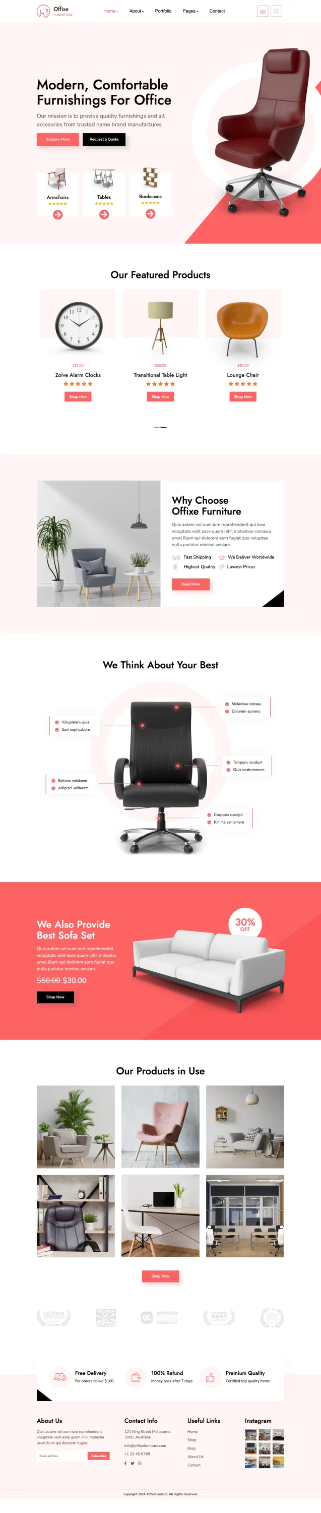 Mẫu website bán hàng nội thất – Offixe