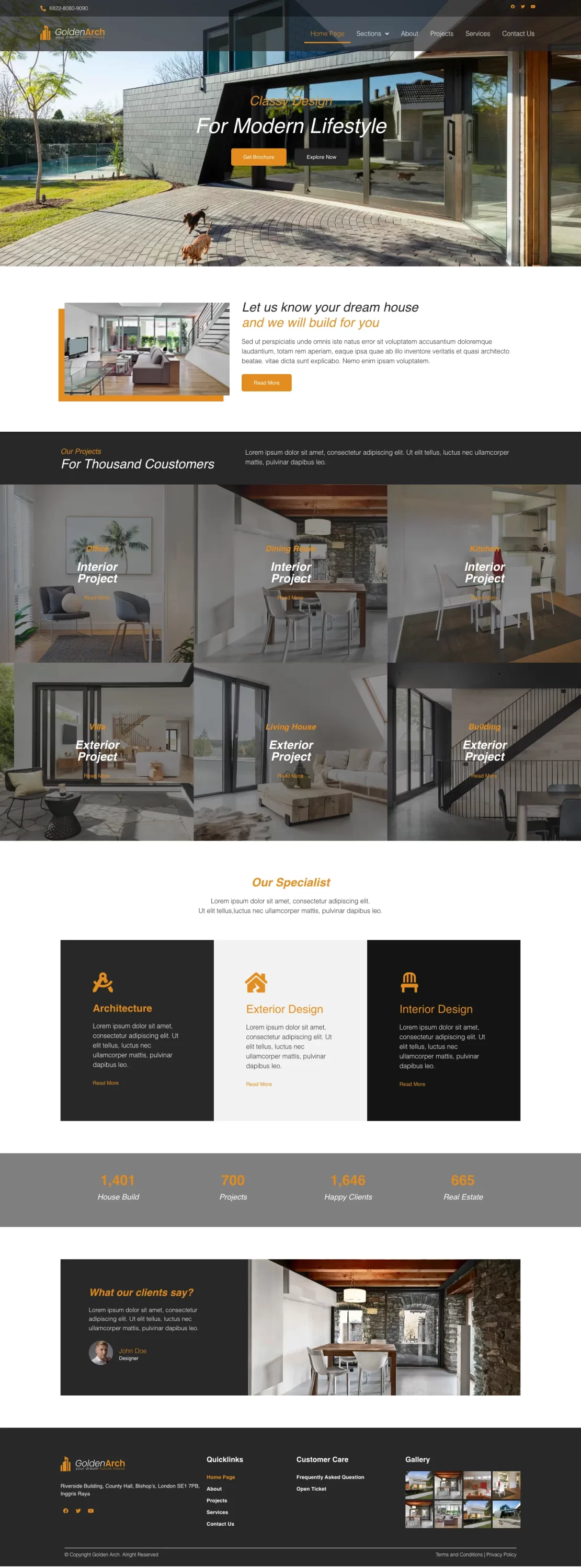 Mẫu website bất động sản – GoldenArch