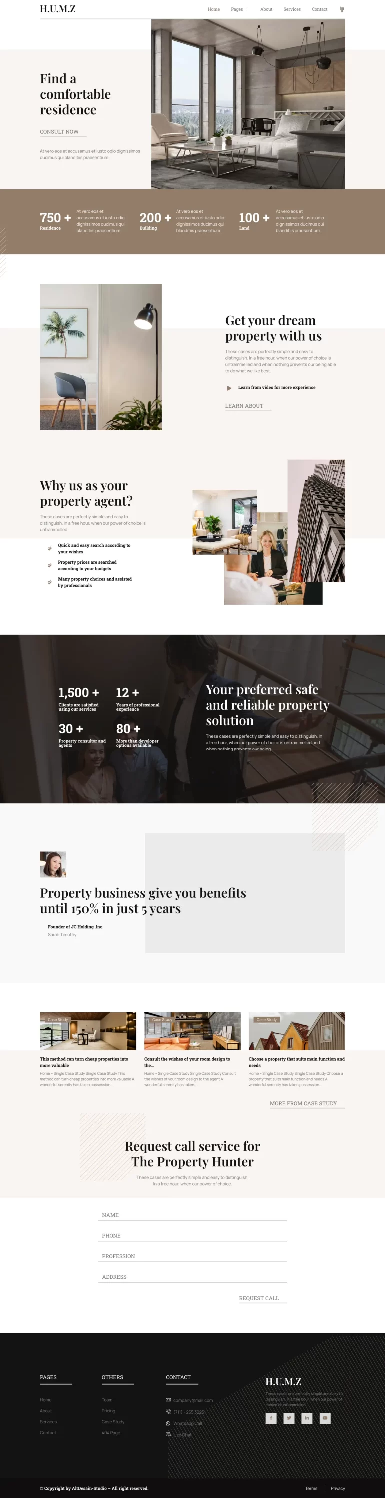 Mẫu website bất động sản – Humz