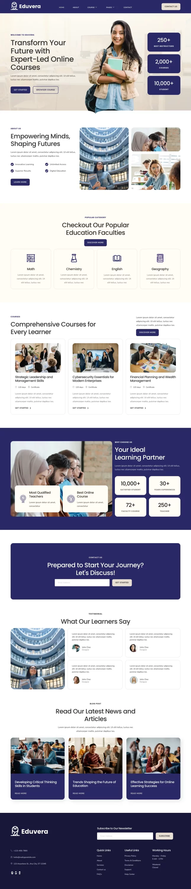 Mẫu website khóa học online – Eduvera