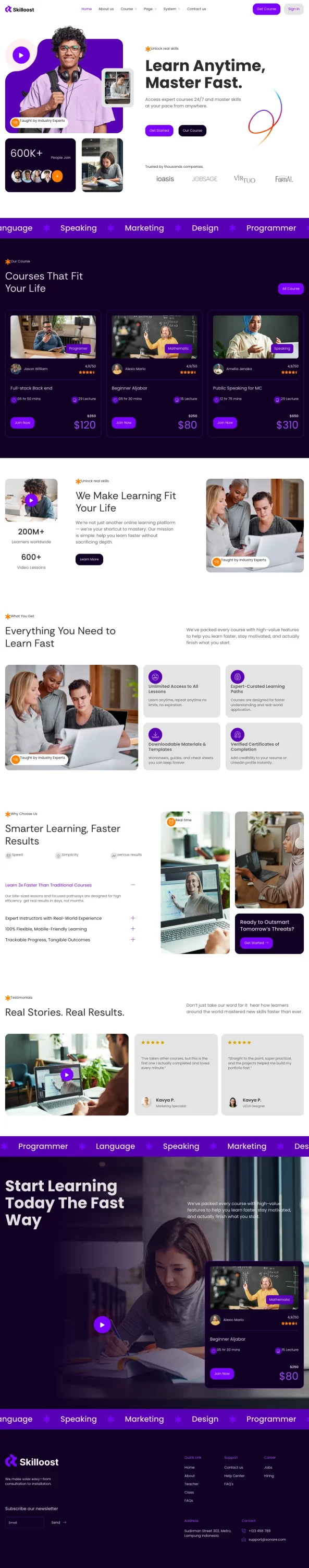 Mẫu website khóa học online – Skilloost