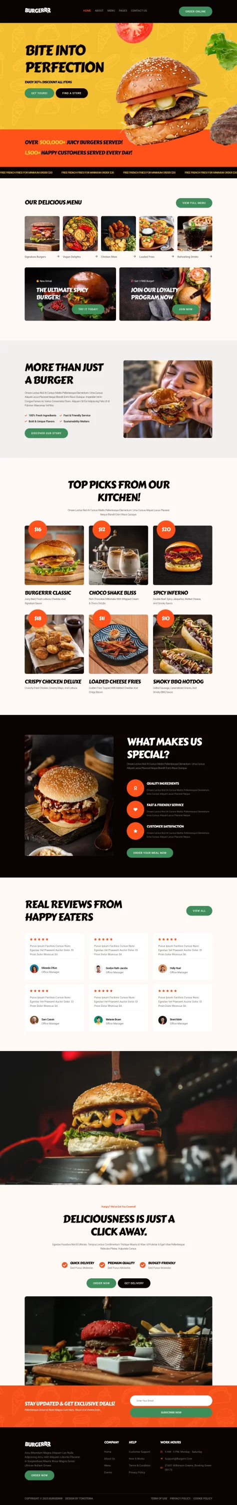 Mẫu website nhà hàng – Burgerr