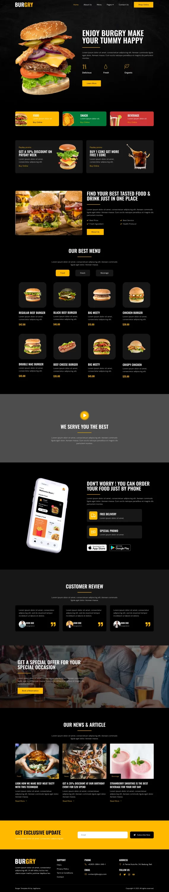 Mẫu website nhà hàng – Burgry