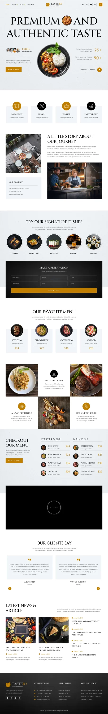 Mẫu website nhà hàng – Tasteio