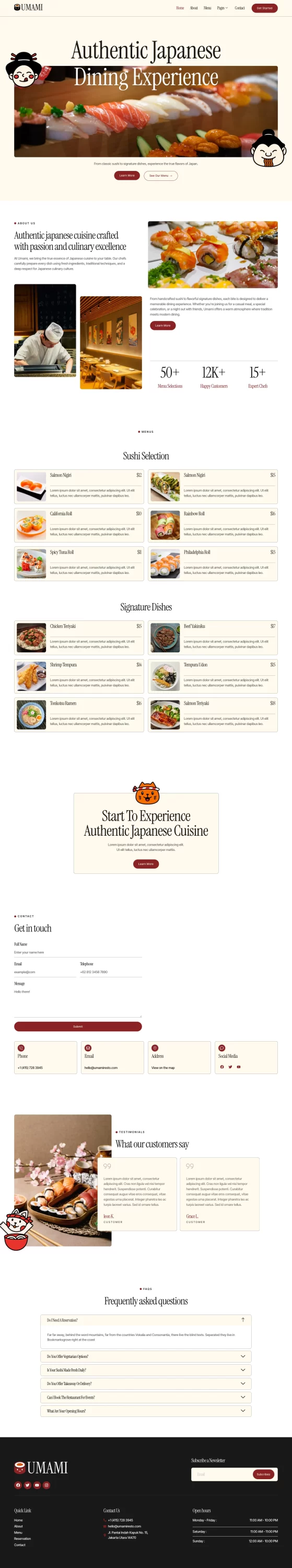 Mẫu website nhà hàng – Umami