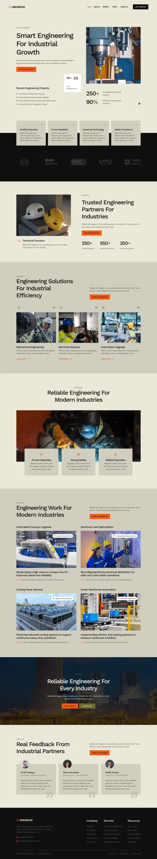 Mẫu website nhà máy sản xuất – Archevia