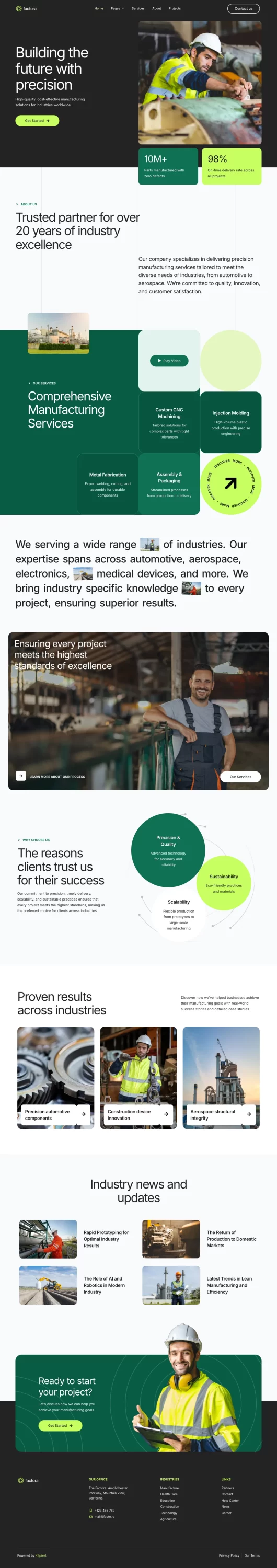 Mẫu website nhà máy sản xuất – Factora