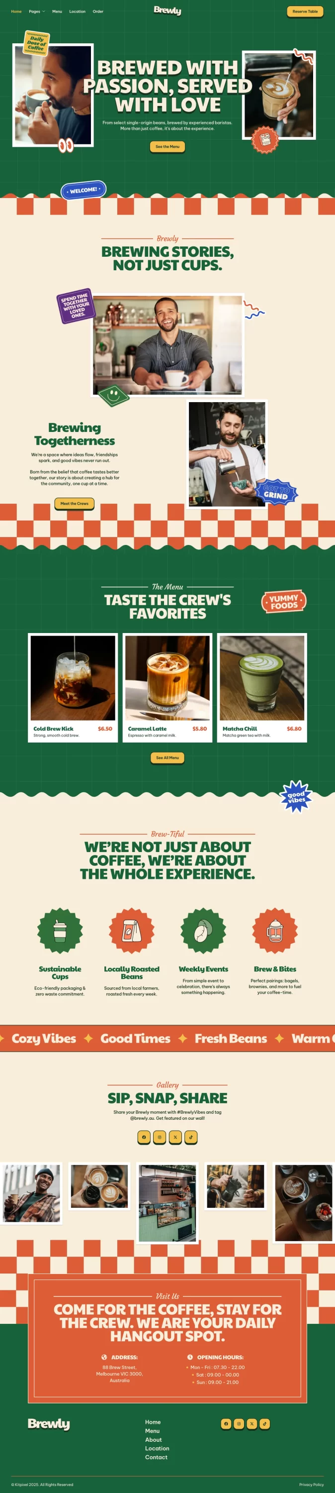 Mẫu website quán cafe – Brewly