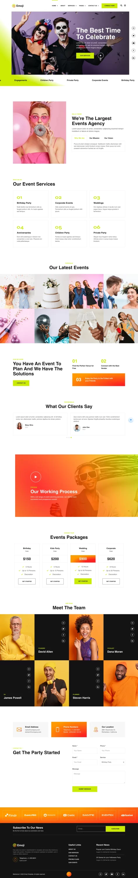Mẫu website tổ chức sự kiện – Emoji