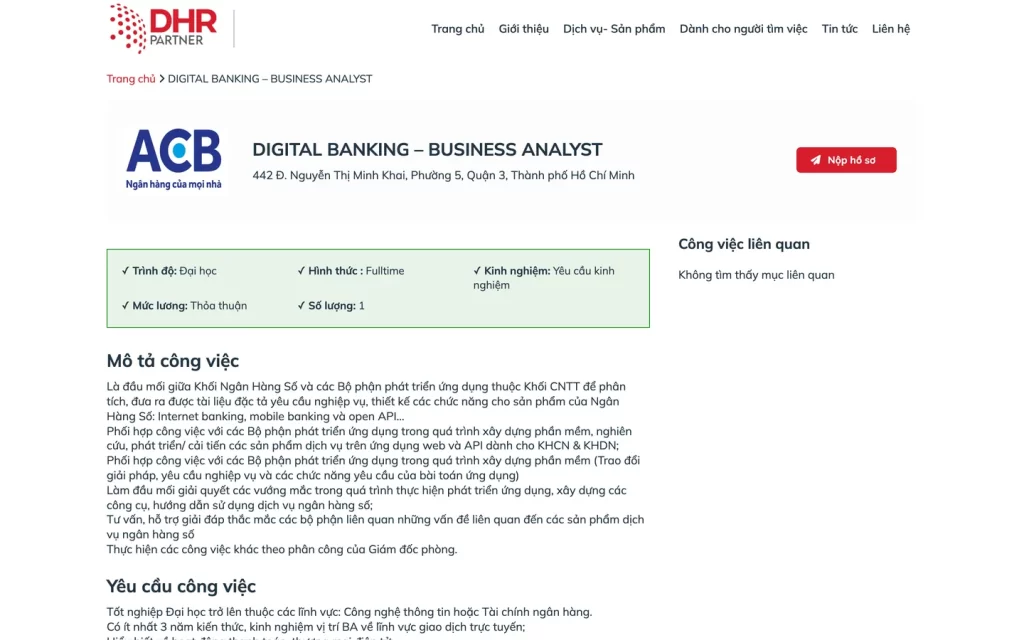 Website DHR Partner - Chi tiết việc làm
