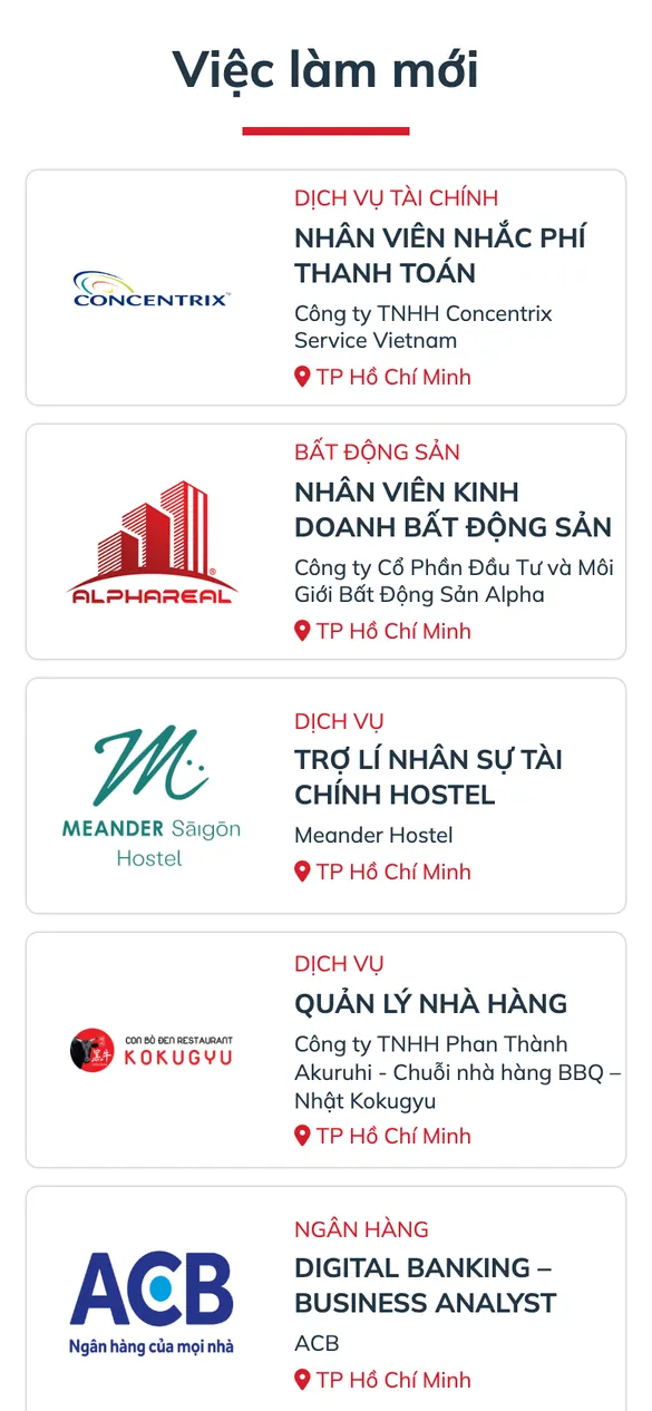 Website DHR Partner - Việc làm mới trên điện thoại