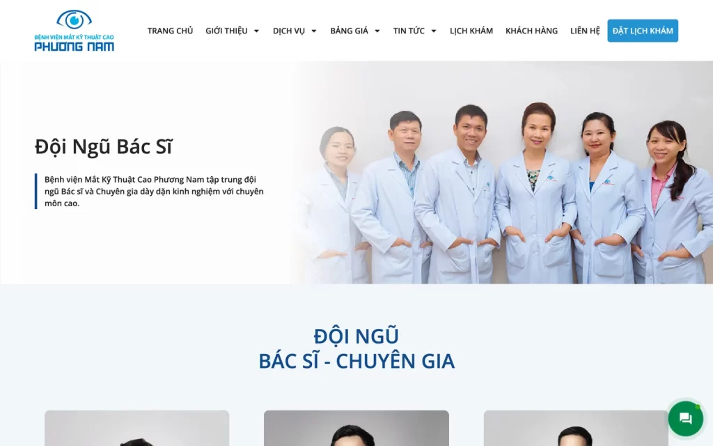 Website Bệnh viện Mắt Phương Nam - Đội ngũ bác sĩ