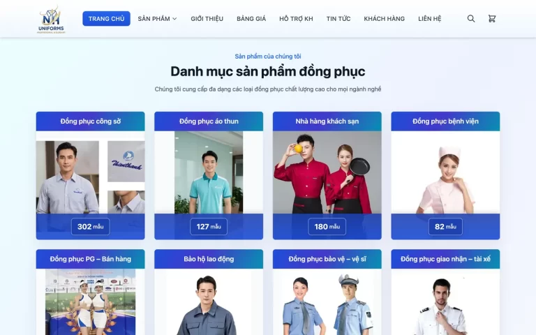 Nhi Ho Uniforms website