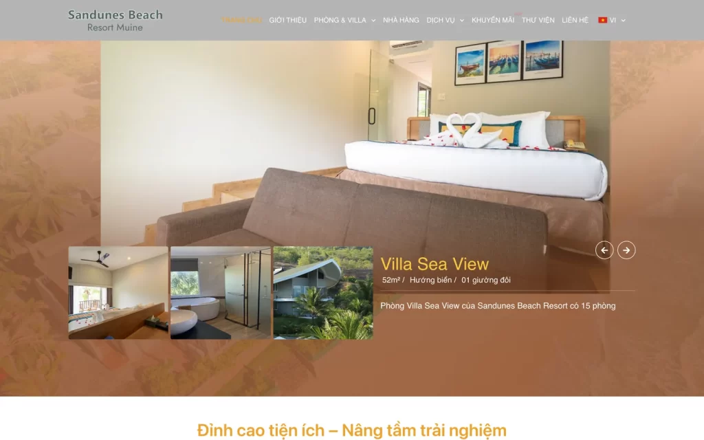 Website Sandunes Beach Resort - Trang chủ