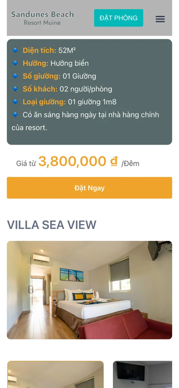 Website Sandunes Beach Resort - Đặt phòng trên điện thoại