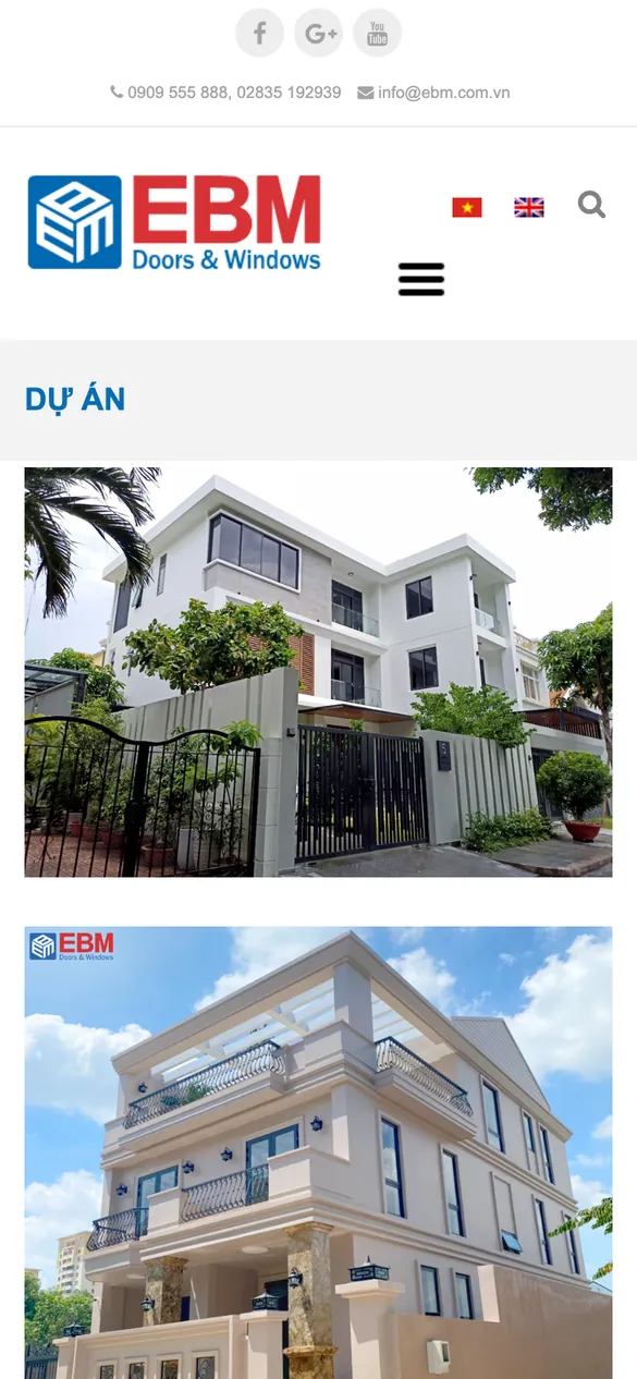 Website Sunspace-EBM - Công trình trên điện thoại