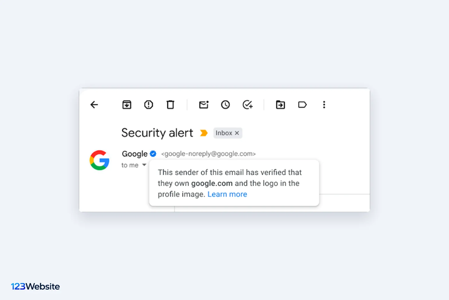 Gmail hiện dấu tích xanh xác minh người gửi sở hữu tên miền google.com
