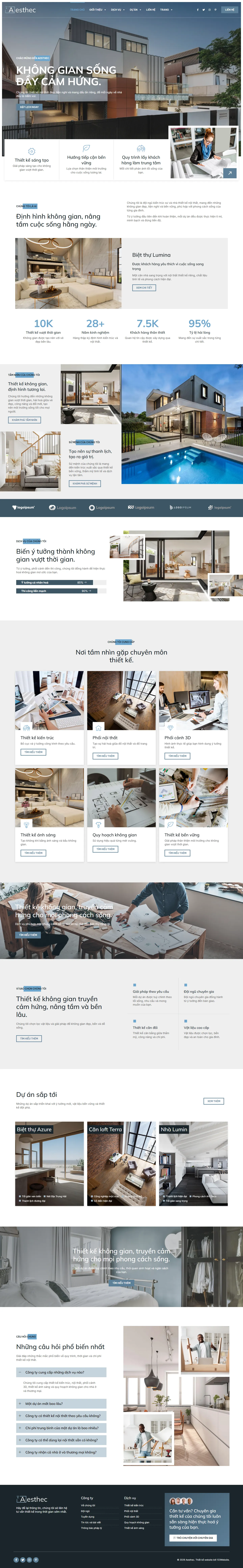 Mẫu website thiết kế nội thất – Aesthec