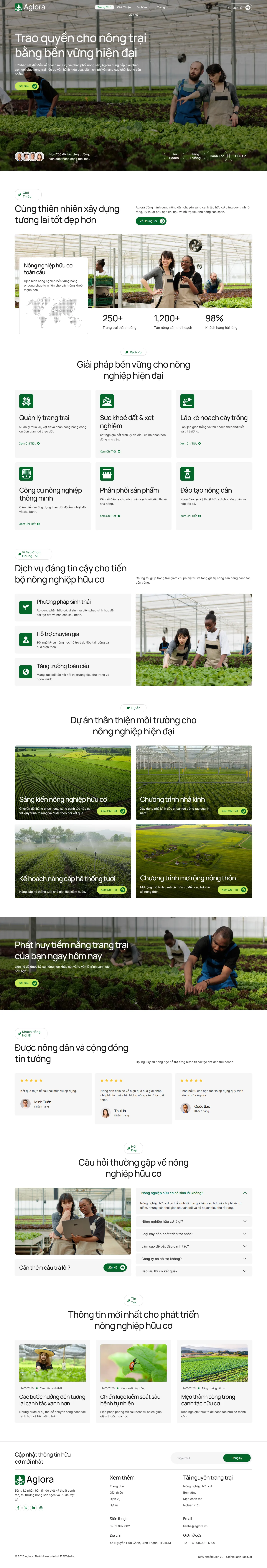 Mẫu website phân bón – Aglora (bố cục nông nghiệp)