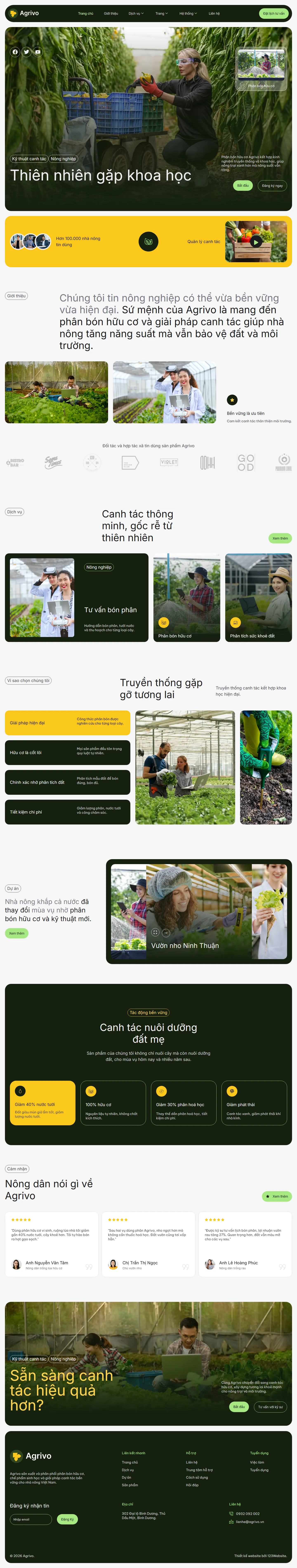 Mẫu website phân bón – Agrivo (bố cục nông nghiệp)