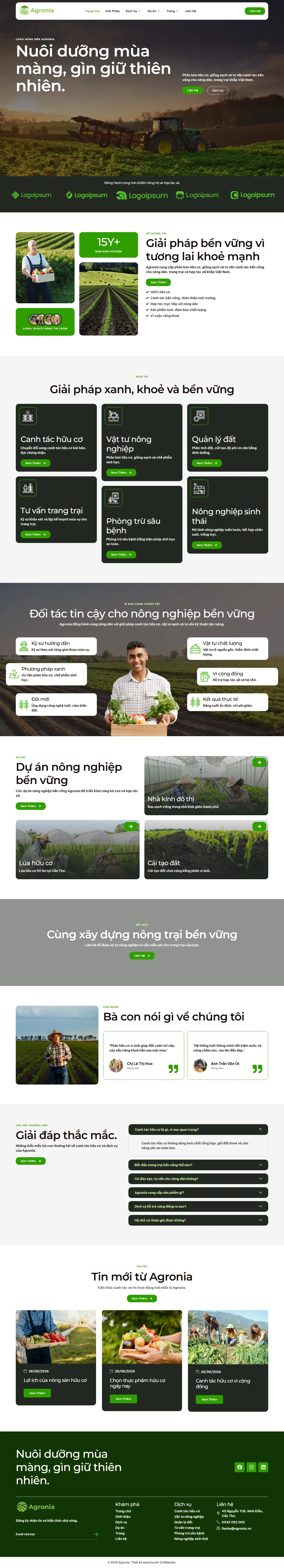 Mẫu website phân bón – Agronia (bố cục nông nghiệp)
