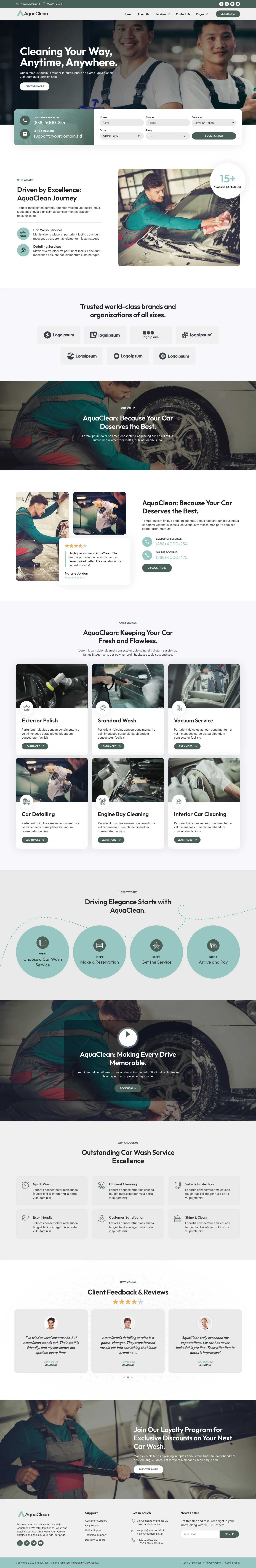 Mẫu website dịch vụ rửa xe – AquaClean
