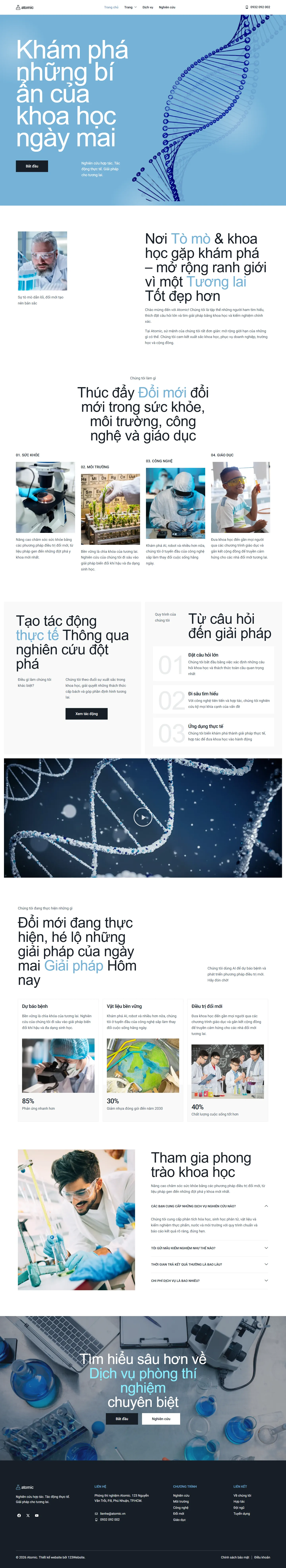 Mẫu website hóa chất và kiểm nghiệm – Atomic