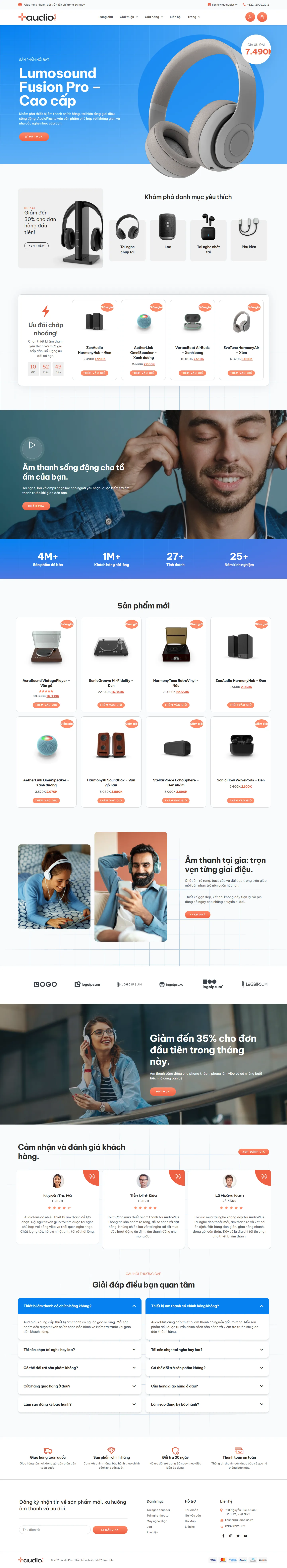 Mẫu website shop thiết bị âm thanh – AudioPlus