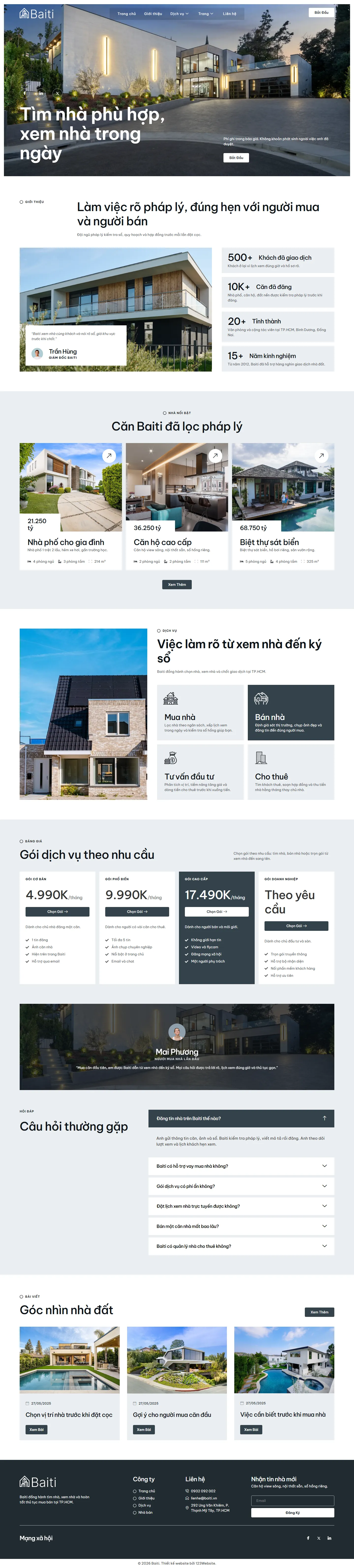 Mẫu website landing page bất động sản – Baiti