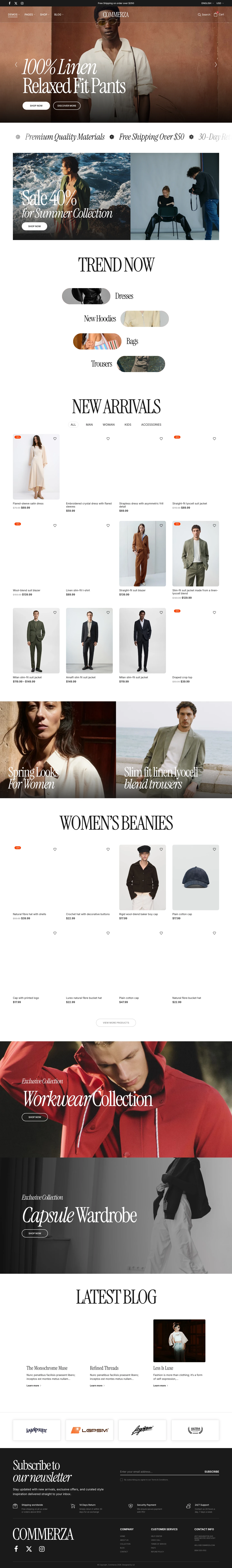 Mẫu website thời trang – Commerza Fashion
