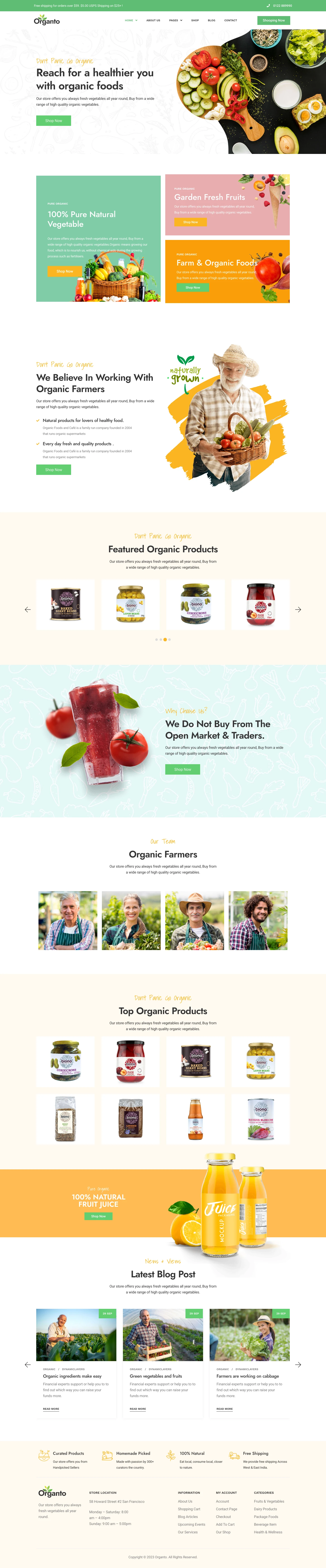 Mẫu website thực phẩm – Organto